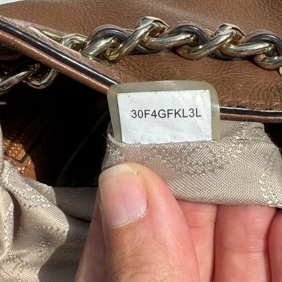 Michael Kors Frankie Brown Leather Drawstring Shoulder Bag Gold Hardware - Picture 15 of 17